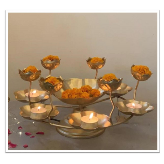 Electric Rotating Urli With Candle and floer Holders