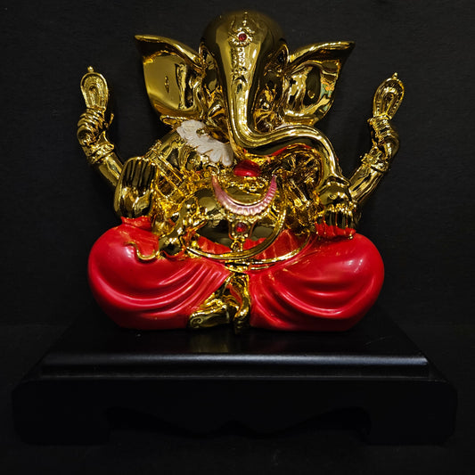 Gold Ganesha with Enamel Color Ganesh Idol for Car Dashboard Ganesha Murti Ganpati Idol for Home Decor Puja Lord Ganesh Statue Gift for Office Desk Puja Room Figurine