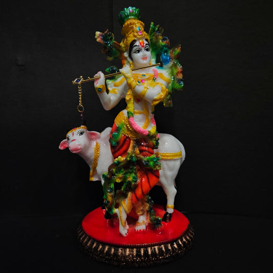 Lord Krishna murti with playing flute in standing posture statue Idol for Home pooja