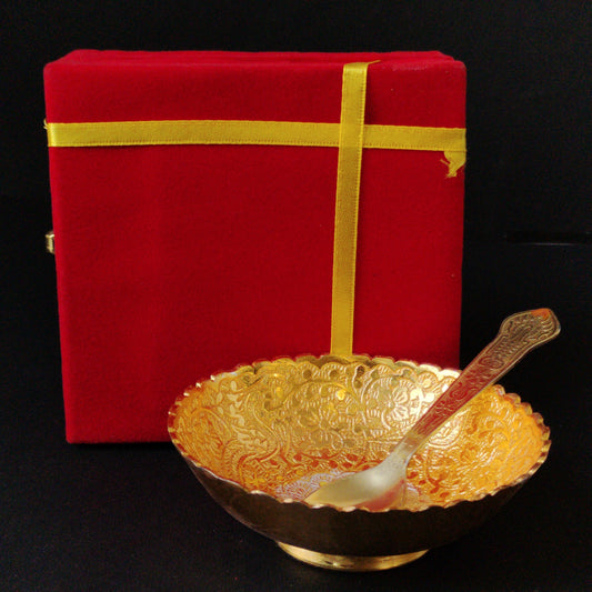 Tedlayer Silver & Gold Plated Decorative Bowl with Velvet Box Set