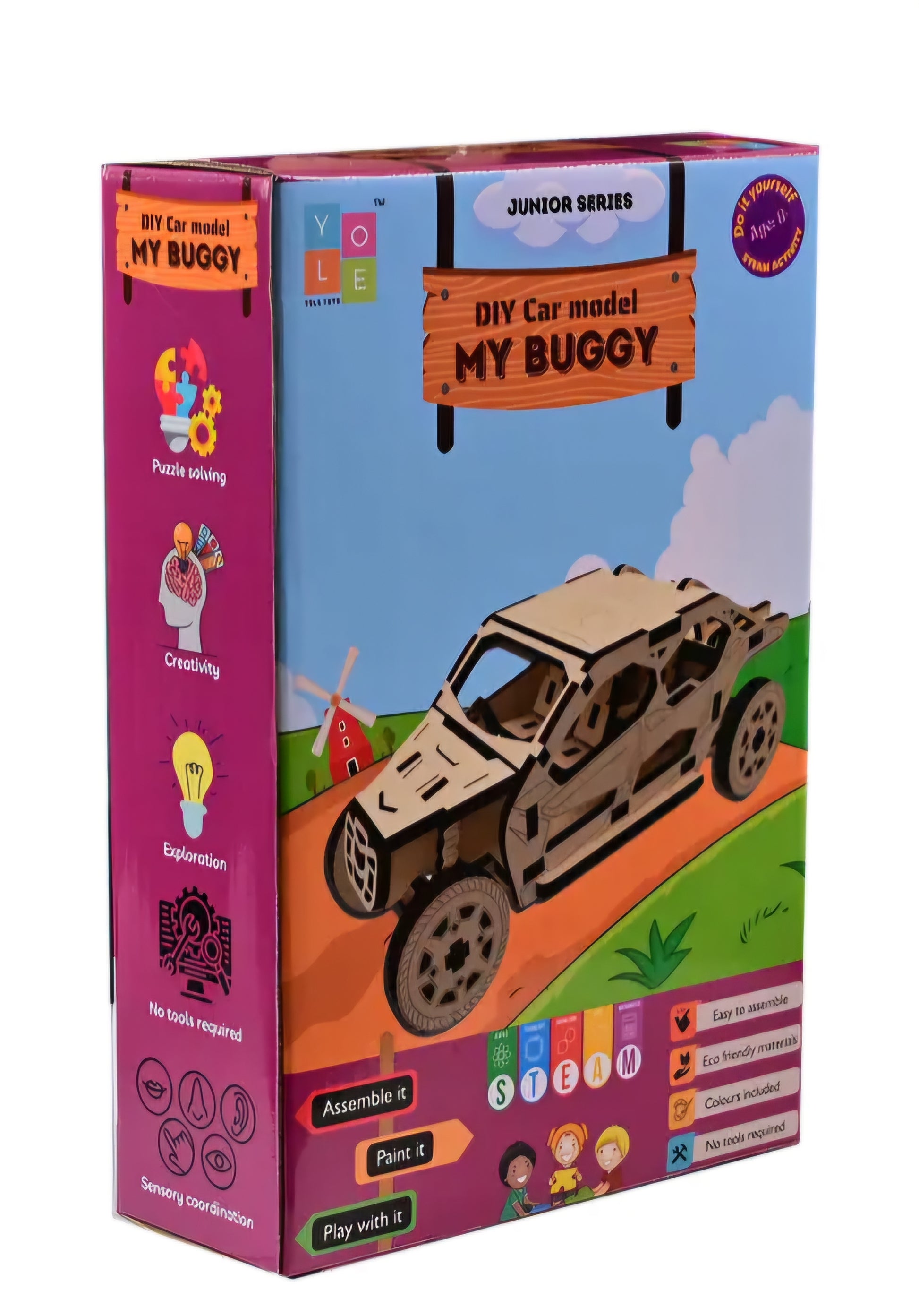 Junior series buggy car model wooden Puzzle Activity set for kids