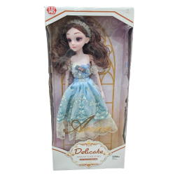 Movable Jointed Makeup Cute Girl Brown Eyes Fashionable Doll blue Dress doll for Kids Girls