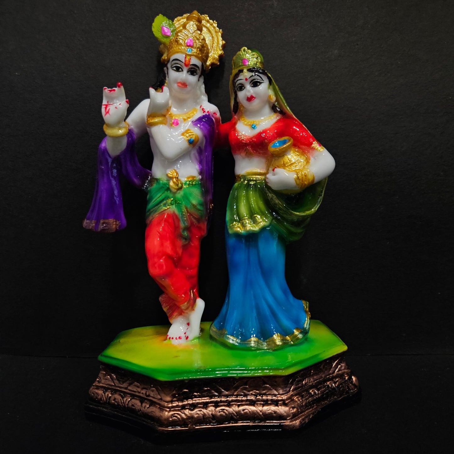 Lord Krishna with Radha playing flute standing posture statue Idol for Home Pooja