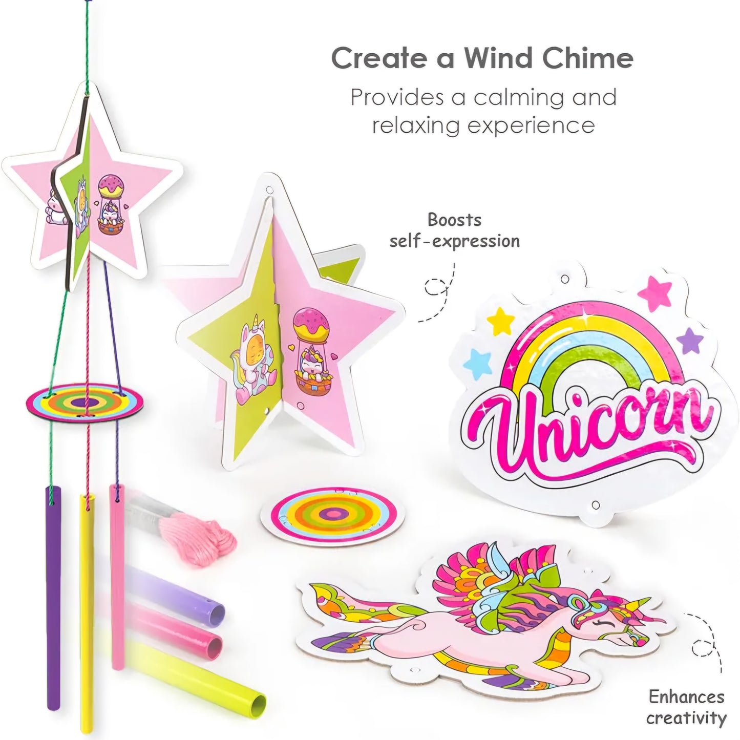 Unicorn Craft Kit 3 in 1 EVA DIY Kit to Make Pen Stand Wind Chime and Eye Mask STEAM Powered Art and Craft for Kids 5 Years