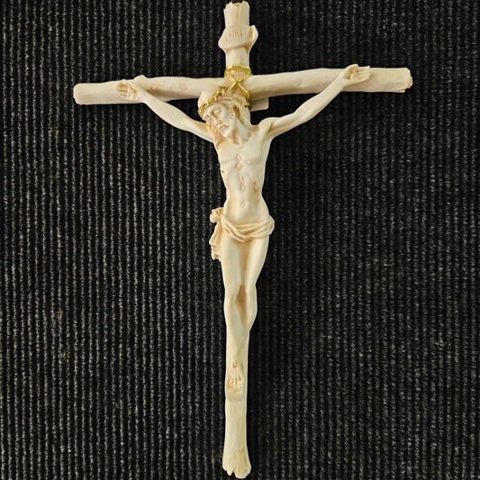 French Vintage Art Deco Style Wall Hanging Crucifix Christ Vintage french Hanging Cross Figurine