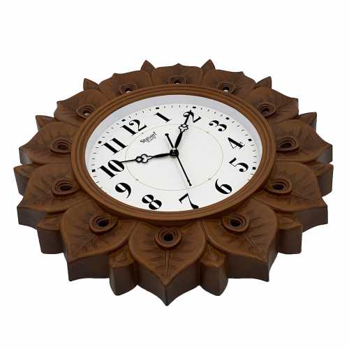 DESIGNER FLOWER PETALS WALL CLOCK1610(LIGHT MAHOGANY)