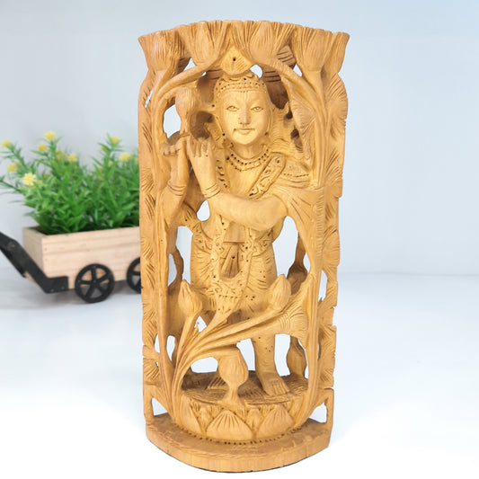 Wooden God Figure Beldaar Flower Oval