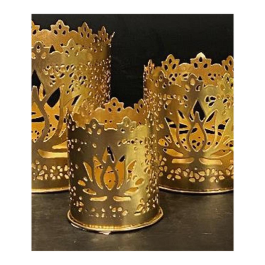 Round metal Candle Holder Ganapathi 1PC Small