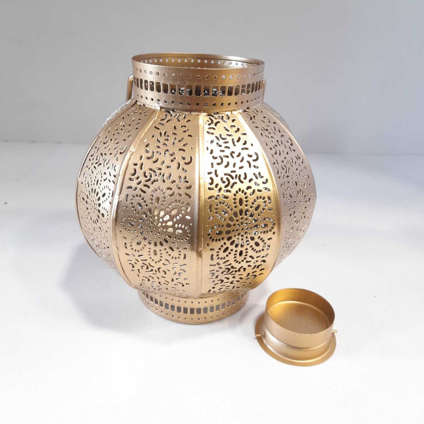 Decorative metal diya lantern t-light candle holder for diwali