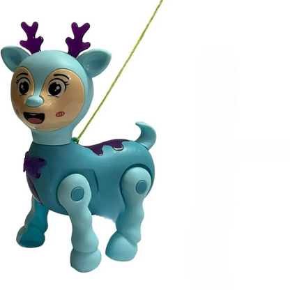 Cute Clever Deer Toy Lights Toys for Kids Light Song and Walking Function Battery Powered not Included