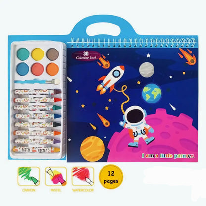 KIDS COLORING BOOK WITH COLORING crayons & water colours kit SET for kids