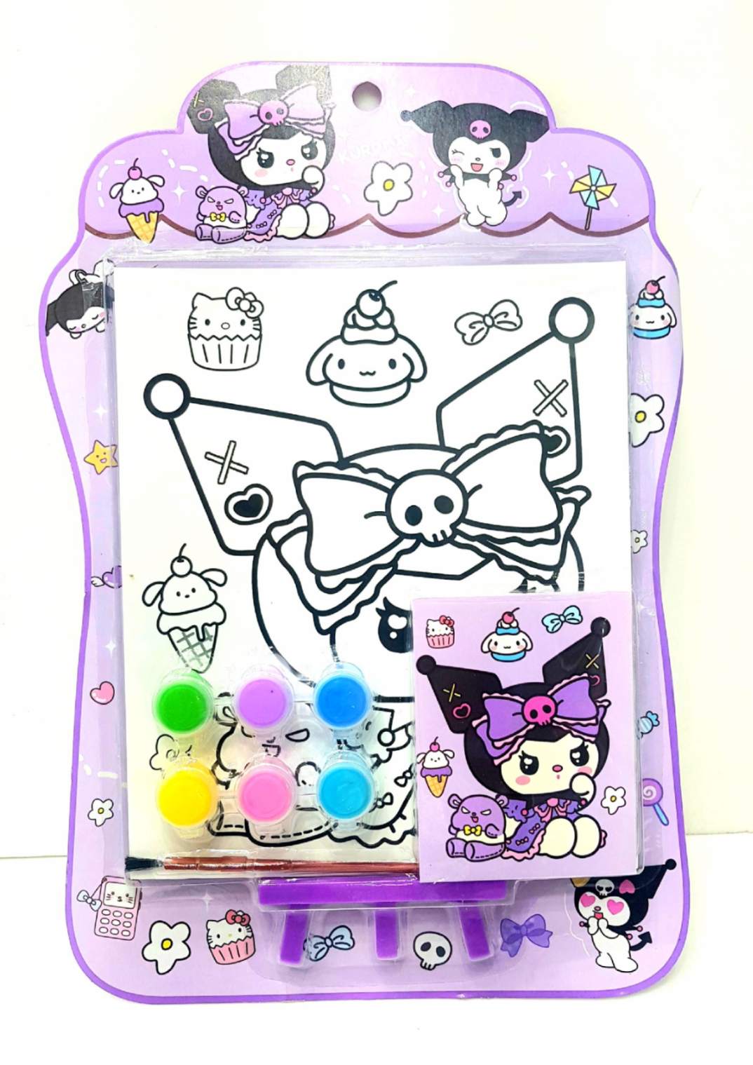 Cutest Sanrio Kuromi Print Small Painting kit with Canvas,Paints, Brush and Easel