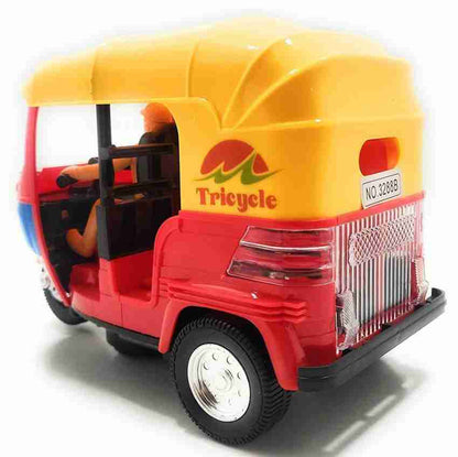 Friction Powered Toys for Kids Auto Rickshaw Tricycle with Lights and Music Sound