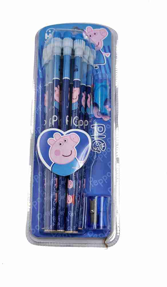 Peppa Pig Pencil, Sharpener and Set Piece of 12 Pencil pack set for kids Birthday Return Gift