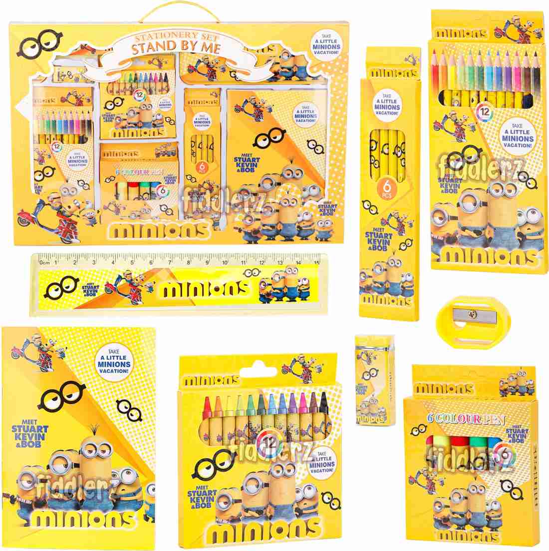 Cartoon character themed kids stationery kit set with markers,Pencils Metal box,colouring book,Crayons,earser,Sharpener for birthday Return Gifts