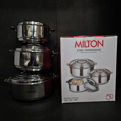 Milton galaxia 3 pieces set Stainless Steel thermoware Insulated casserole hot&cold,Double walled,pu Insulated hot pack