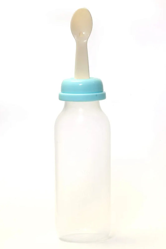 Nursing bottle with Spoon squeezable Nursing bottle suit for the early use of complementary Feeding Training baby to use Spoon