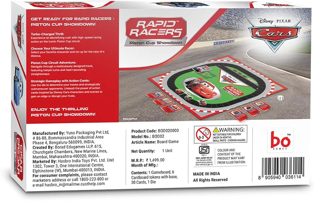 Borad Rapid Racers Board Game Racing Car-Themed Game for Families and Kids Ages 6 and Up for 2 to 6 Players Fun Family Gifts