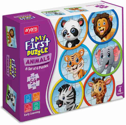 My First Puzzle Jigsaw Puzzles for Kids  Fun and Learn Durable Educational Toys with Perfect Locking 6 Set 54 Pcs