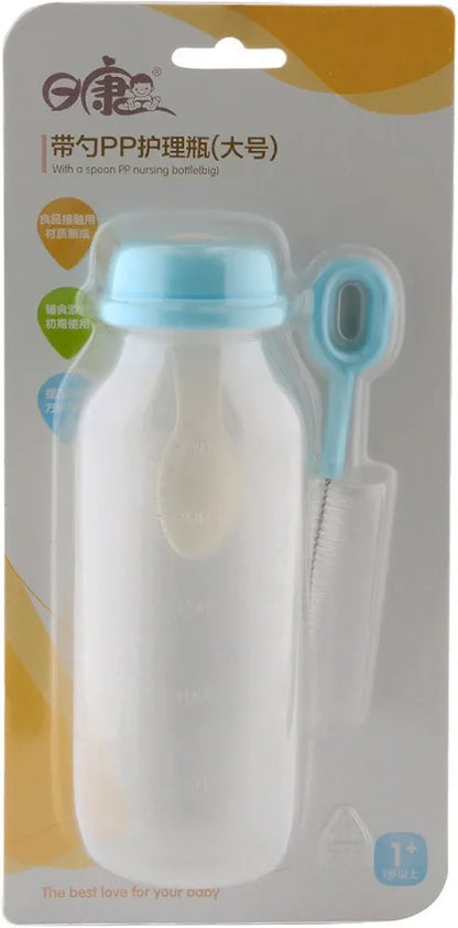 Nursing bottle with Spoon squeezable Nursing bottle suit for the early use of complementary Feeding Training baby to use Spoon