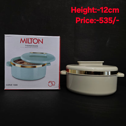 MILTON Curve 1500 Inner Stainless Steel Casserole BPA Free Food Grade Easy to Carry Easy to Store Chapati,Roti