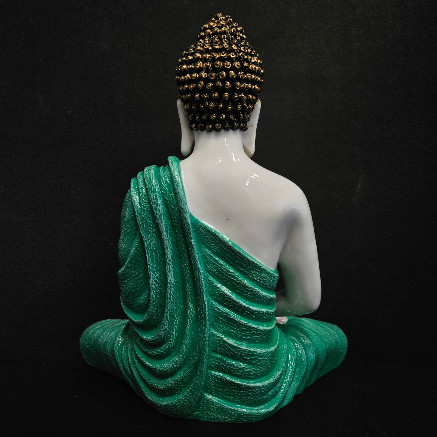 Green Polyresin Handcrafted Blessing Lord Buddha Idol Decorative Showpiece