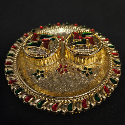 Haldi Kumkum thali Haldi Kumkum Return Gift All in one Gift for Women, Weddings, Pooja Functions Traditional Meenakari