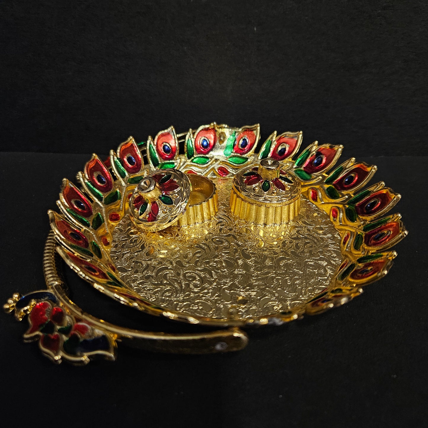 Peacock Decorative Pooja Thali for Diwali, Navratri, Karwa Chauth, and Puja Celebrations Diwali Decoration Items for Home Decor