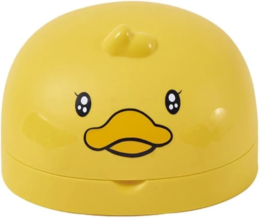 Soap Dish Cartoon Yellow Duck Portable Soap Box with Cover, Creative Handmade Soap Storage Box for Bathroom Soap Box