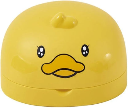 Soap Dish Cartoon Yellow Duck Portable Soap Box with Cover, Creative Handmade Soap Storage Box for Bathroom Soap Box