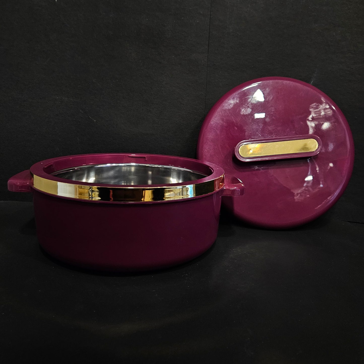 MILTON Curve 2000 Inner Stainless Steel Casserole Maroon BPA Free,Food Grade,Easy to Carry Easy to Store Chapati,Roti