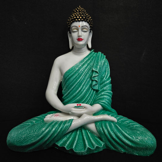 Green Polyresin Handcrafted Blessing Lord Buddha Idol Decorative Showpiece