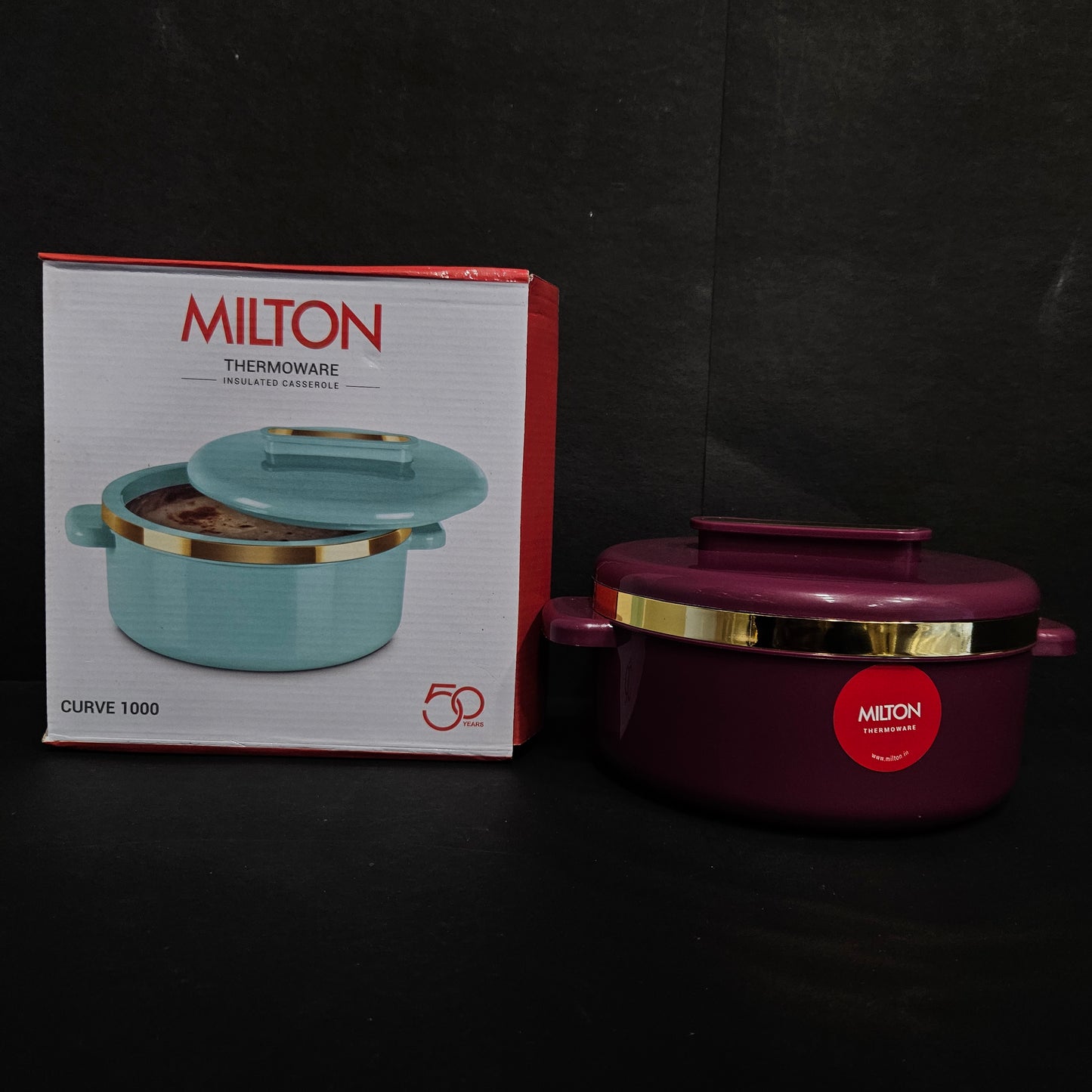 MILTON Curve 1000 Inner Stainless Steel Casserole Light Green BPA Free Food Grade Easy to Carry Easy to Store Chapati,Roti