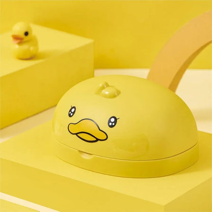 Soap Dish Cartoon Yellow Duck Portable Soap Box with Cover, Creative Handmade Soap Storage Box for Bathroom Soap Box