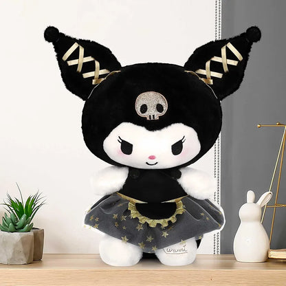 Black Gold Series Plush Stuffed Animal Figure Adorable My Melody Doll Plush for Birthday Gifts Cartoon Lovers Room Decor Collection Item Plush Pillow