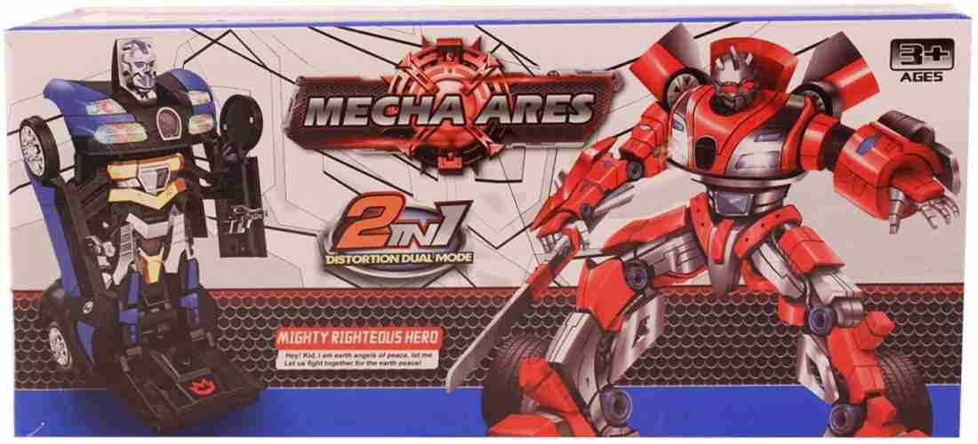 2 in 1 Distortion Dual Model Robot and Race Car Toy Battery Operated with Bright Lights and Music