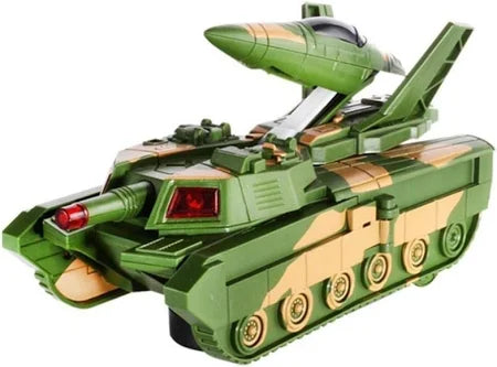 Kids 2 In 1 Tank Aircraft Convertible Tank and Jet Fighter Airplane Toy With Lights And Shooting