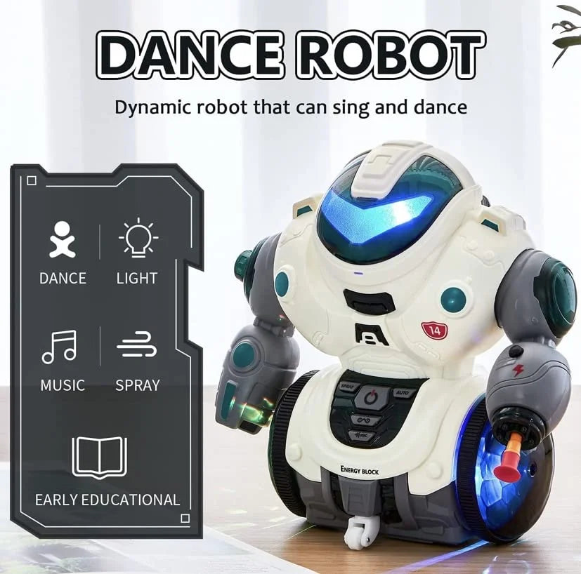 Robot Toys for Boys Girls Dancing Singing Walking Talking Sliding Robot with Colorful and Spray Electronic Toys Interactive Early Educational Robot Toys